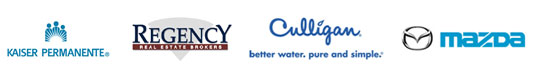 Our clients: Kaiser Permanente, Regency Real Estate, Culligan and Mazda.