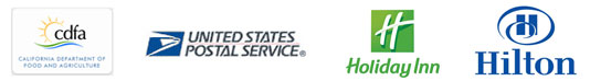 Our clients: CA Department of Food and Agriculture, United States Postal Service, Holiday Inn and Hilton.